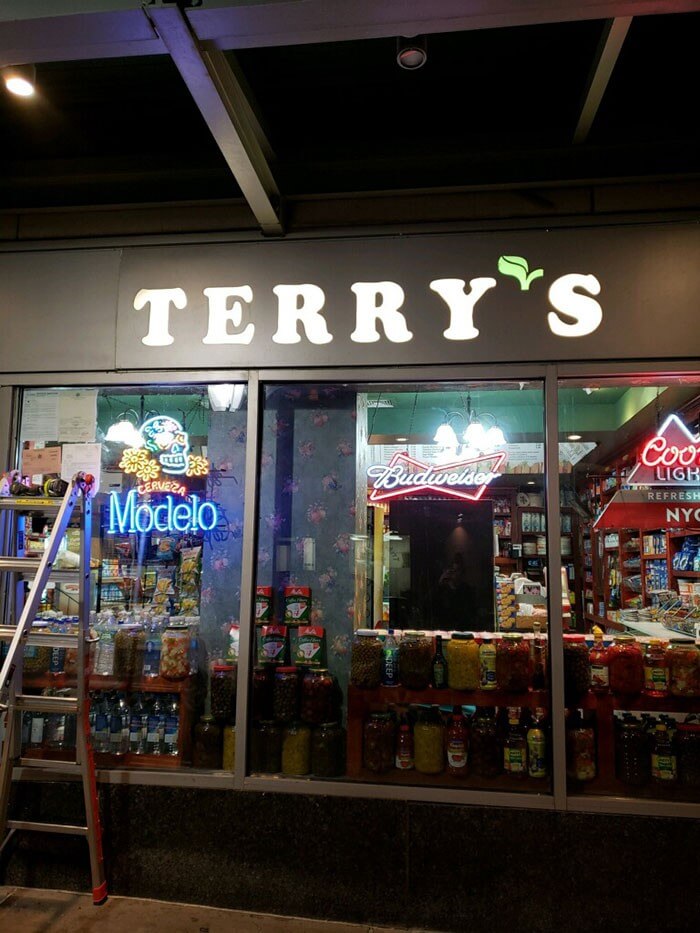 Illuminated Storefront Signs for Terry’s in New York City