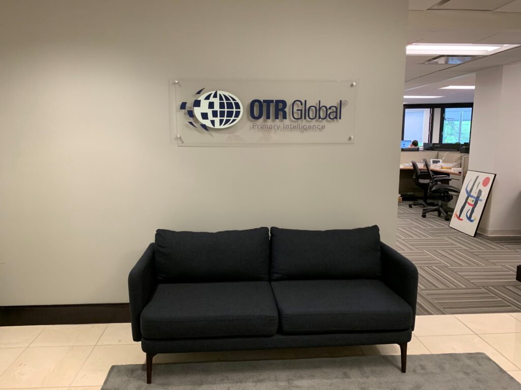 OTR Global Lobby Signage for Office by Street Style Studio in NYC
