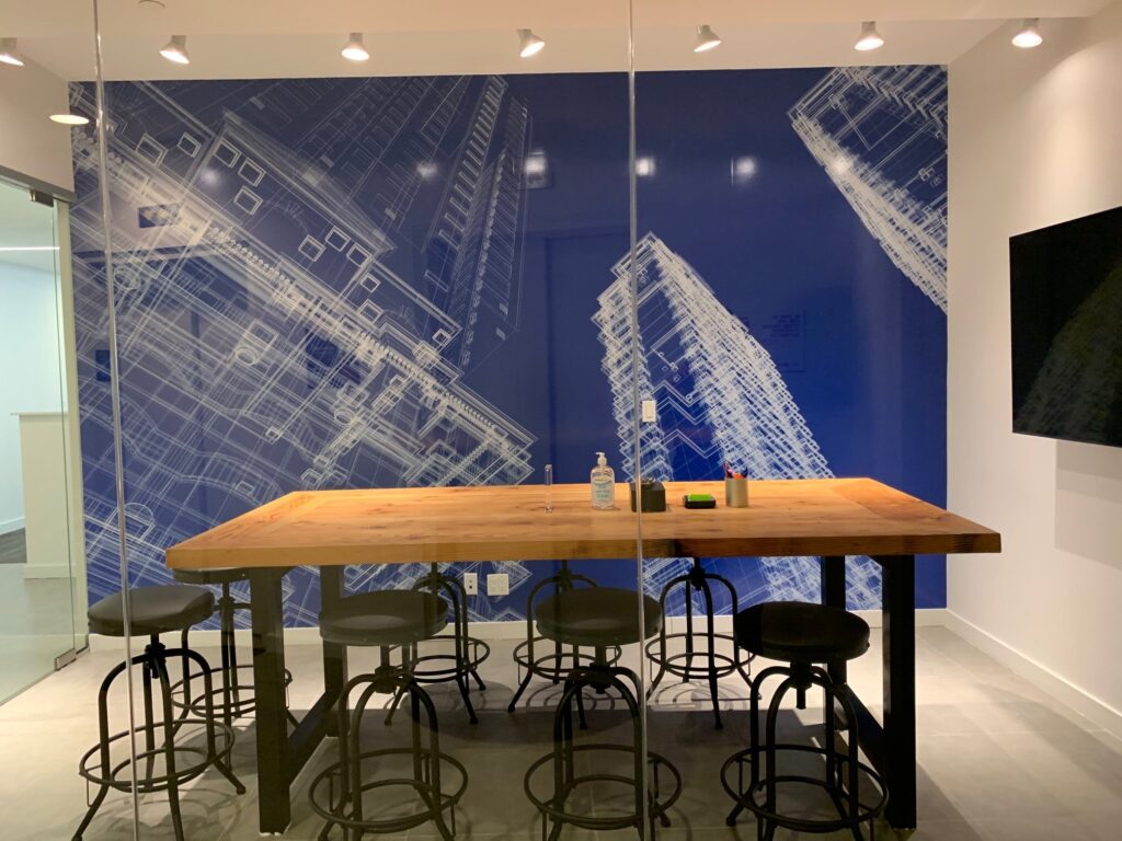 Pleasant Wall Graphics by Street Style Studio for Interior Lounge Area of Office in NYC