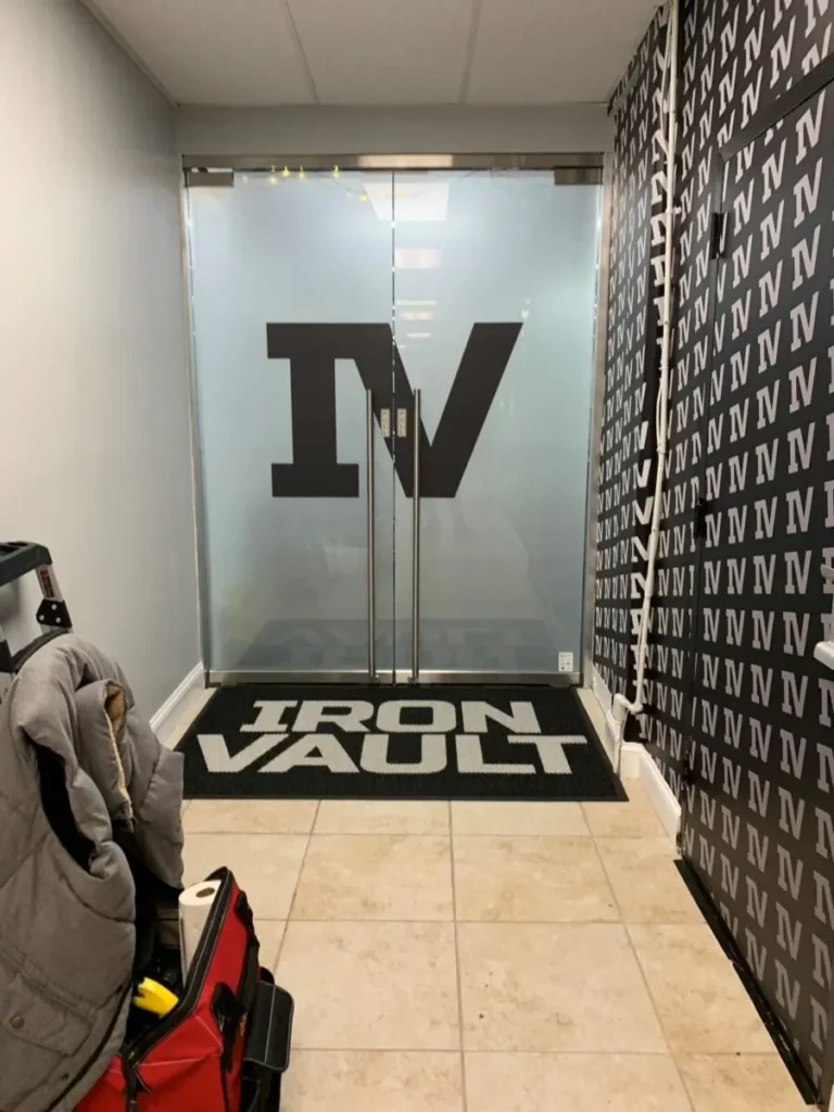 Vinyl Frosted with Black Company Logo for Entrance Door in New York