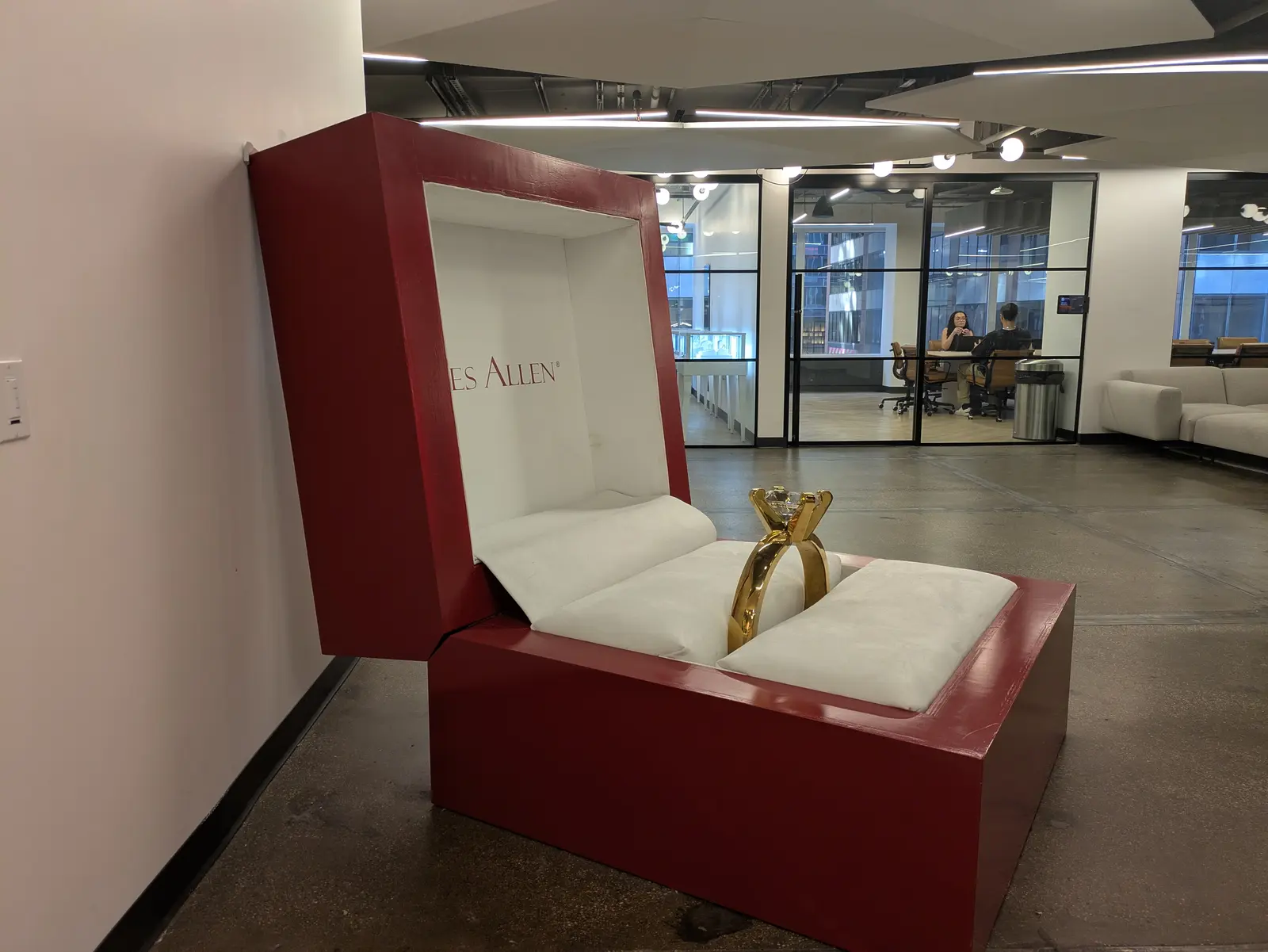 A close-up view of the interior cast vinyl box wrap for James Allen (R2net), Manhattan, NY.