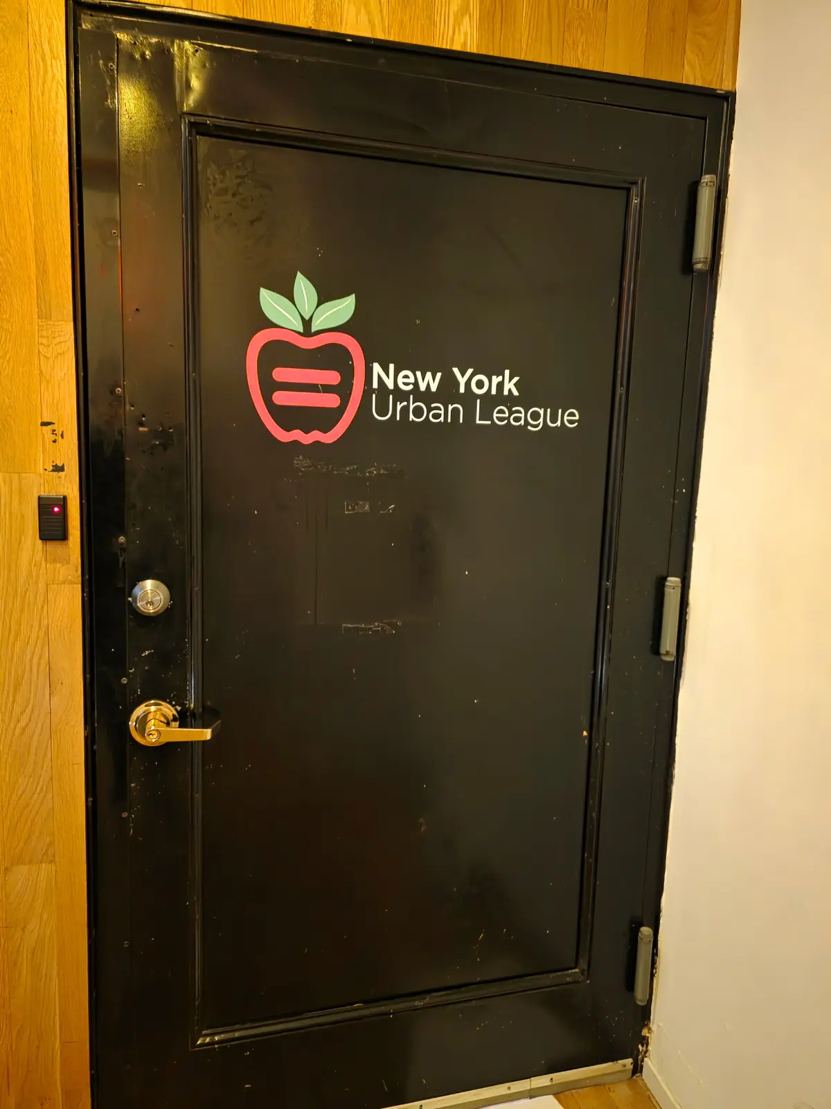 Interior cut vinyl door graphic for NYUL, Manhattan, NY.