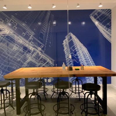 Pleasant Wall Graphics by Street Style Studio for Interior Lounge Area of Office in NYC